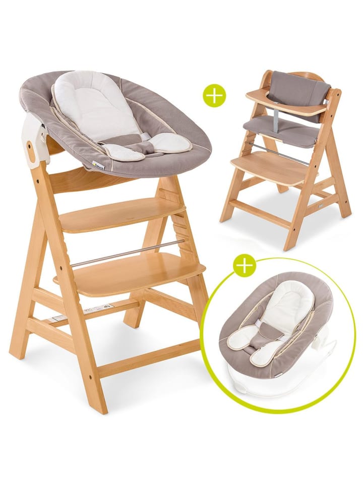 Hauck Alpha Plus Natur Newborn Set - 4-tlg. Hochstuhl   in beige günstig kaufen onesize
