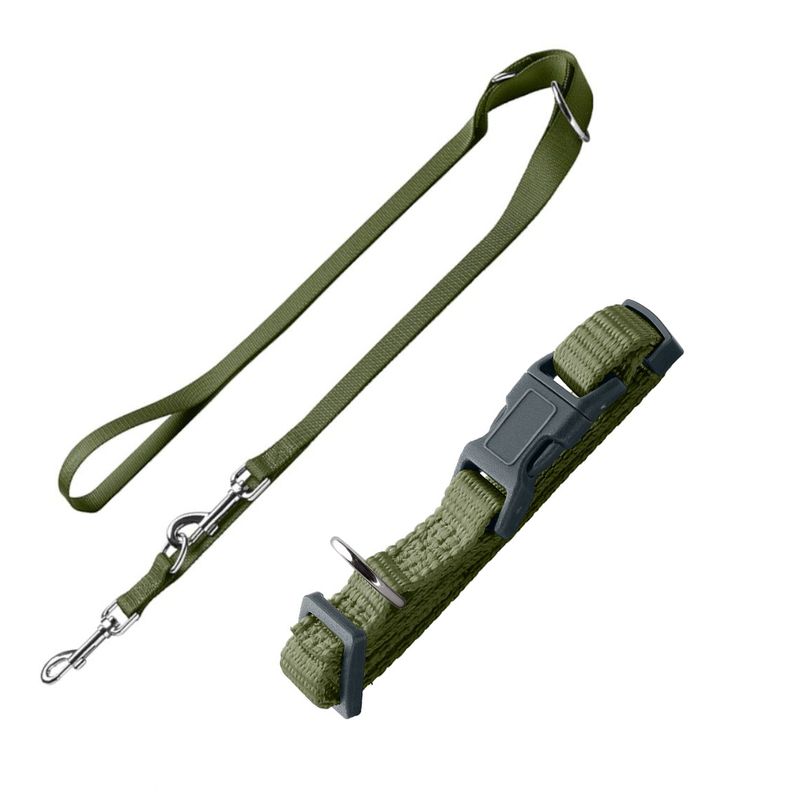 Sparset HUNTER Halsband + Führleine London, olivgrün | bitiba %