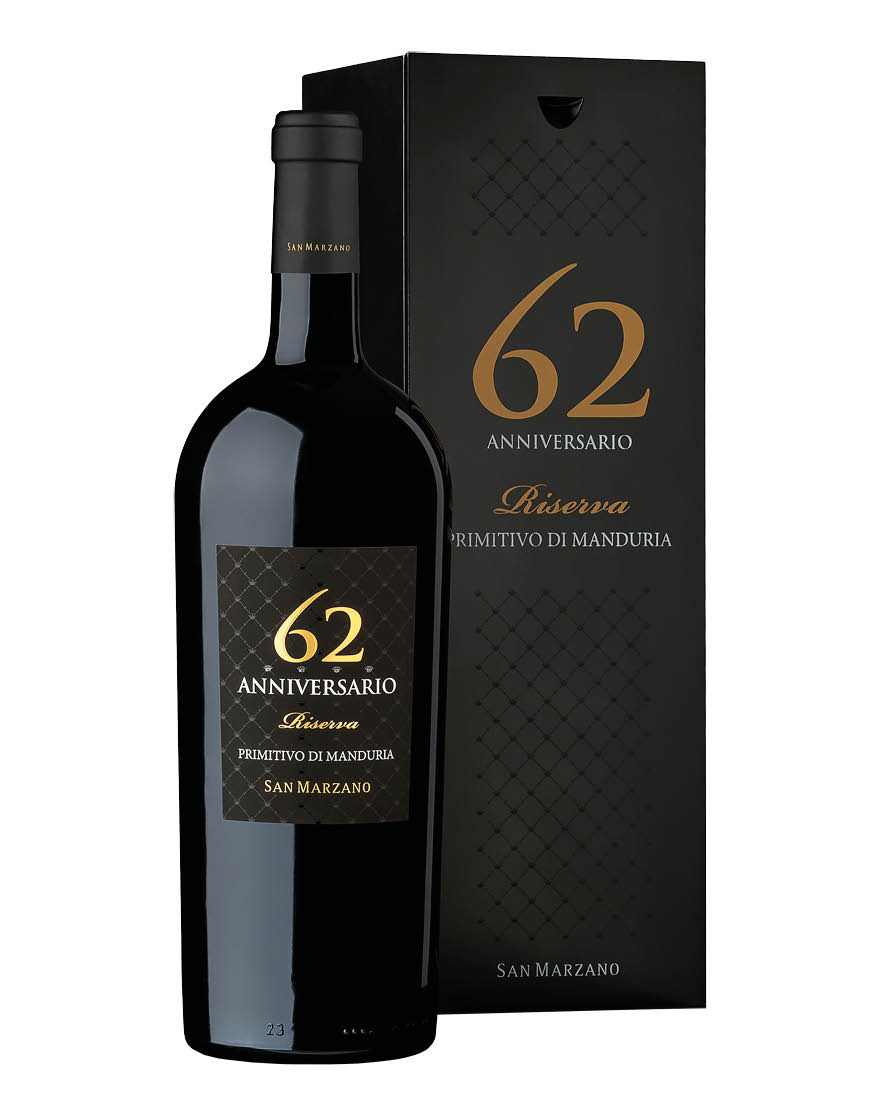 Primitivo di Manduria Riserva DOC Anniversario 62 2018 San Marzano Magnum 1,5 ℓ, Caisse bois
