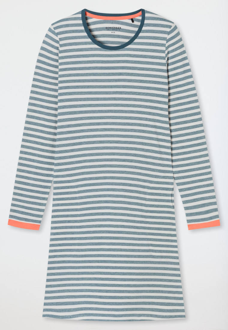 Nachthemd langarm Streifen jeansblau - Casual Essentials