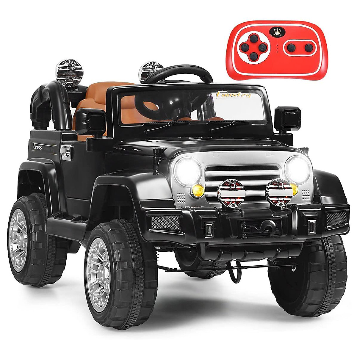 Elektroauto Jeep mit Aufbewahrungsbox & Fernbedienung schwarz