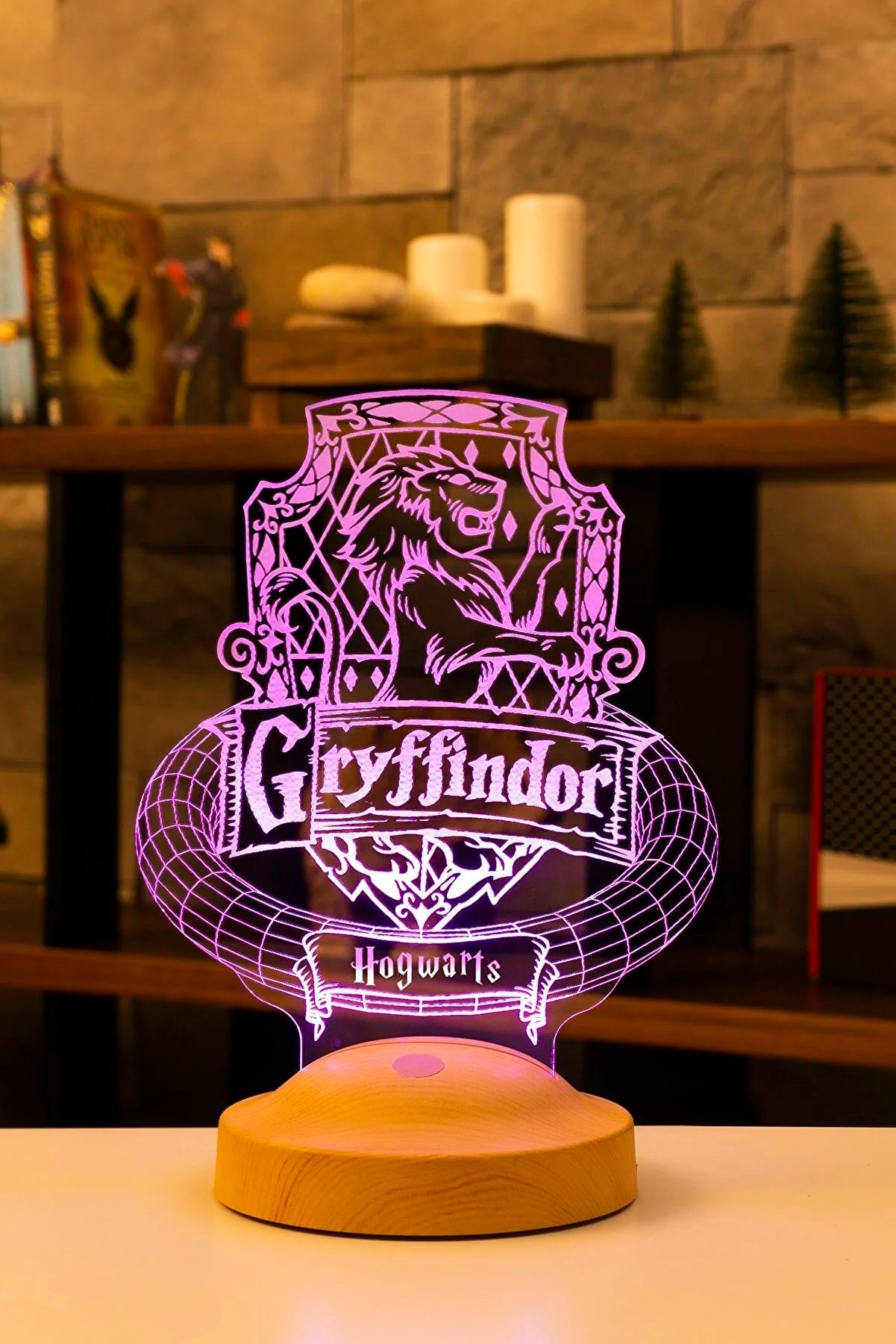 Geschenkelampe LED Nachttischlampe Gryffindor Hogwarts Harry Potter Nachtlicht Geschenke für Kinder, Leuchte 7 Farben fest integriert, Freunde