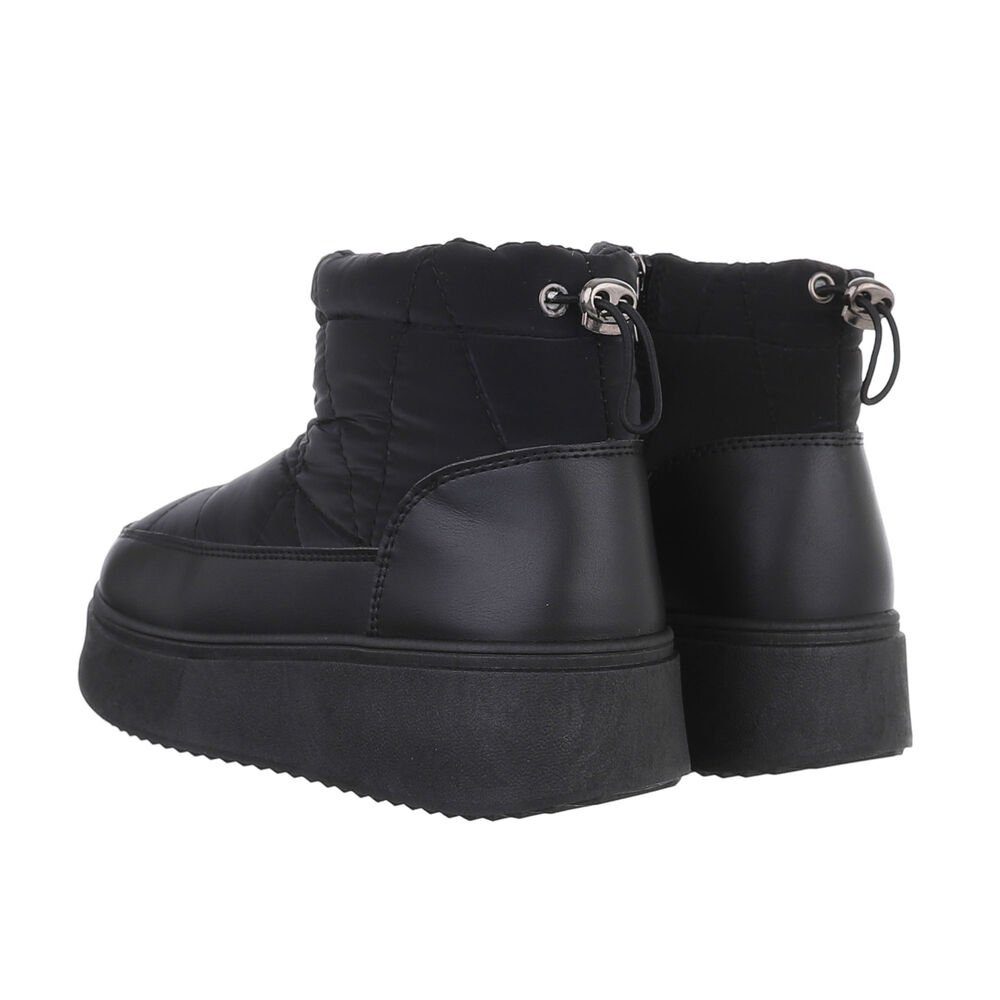 Ital-Design Damen Snowboots Freizeit Snowboots Flach Plateaustiefeletten in Schwarz