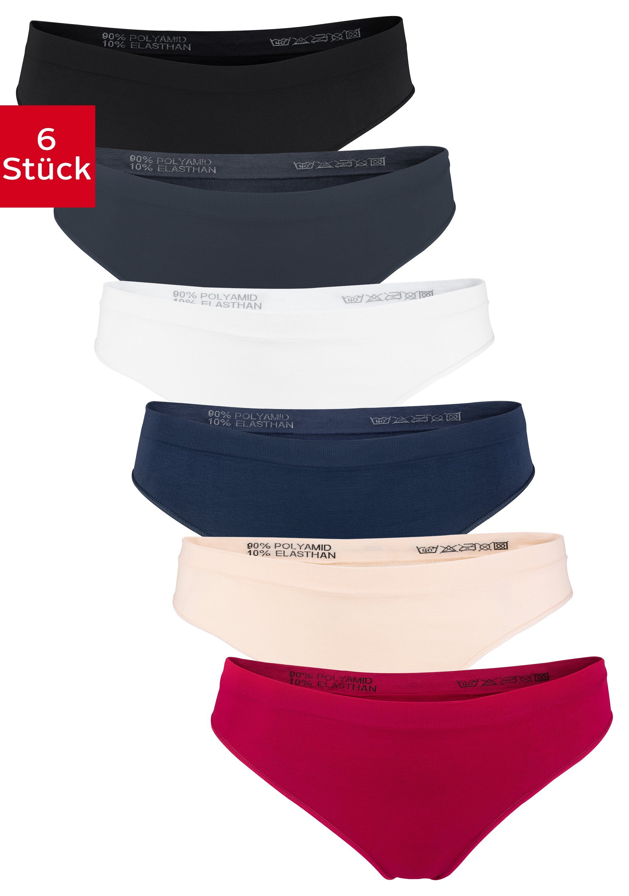 Fabio Farini String Frauen Unterwäsche - Damen Tanga für enge Hosen (Packung, 6-St) im sportlichen Look ohne Nähte