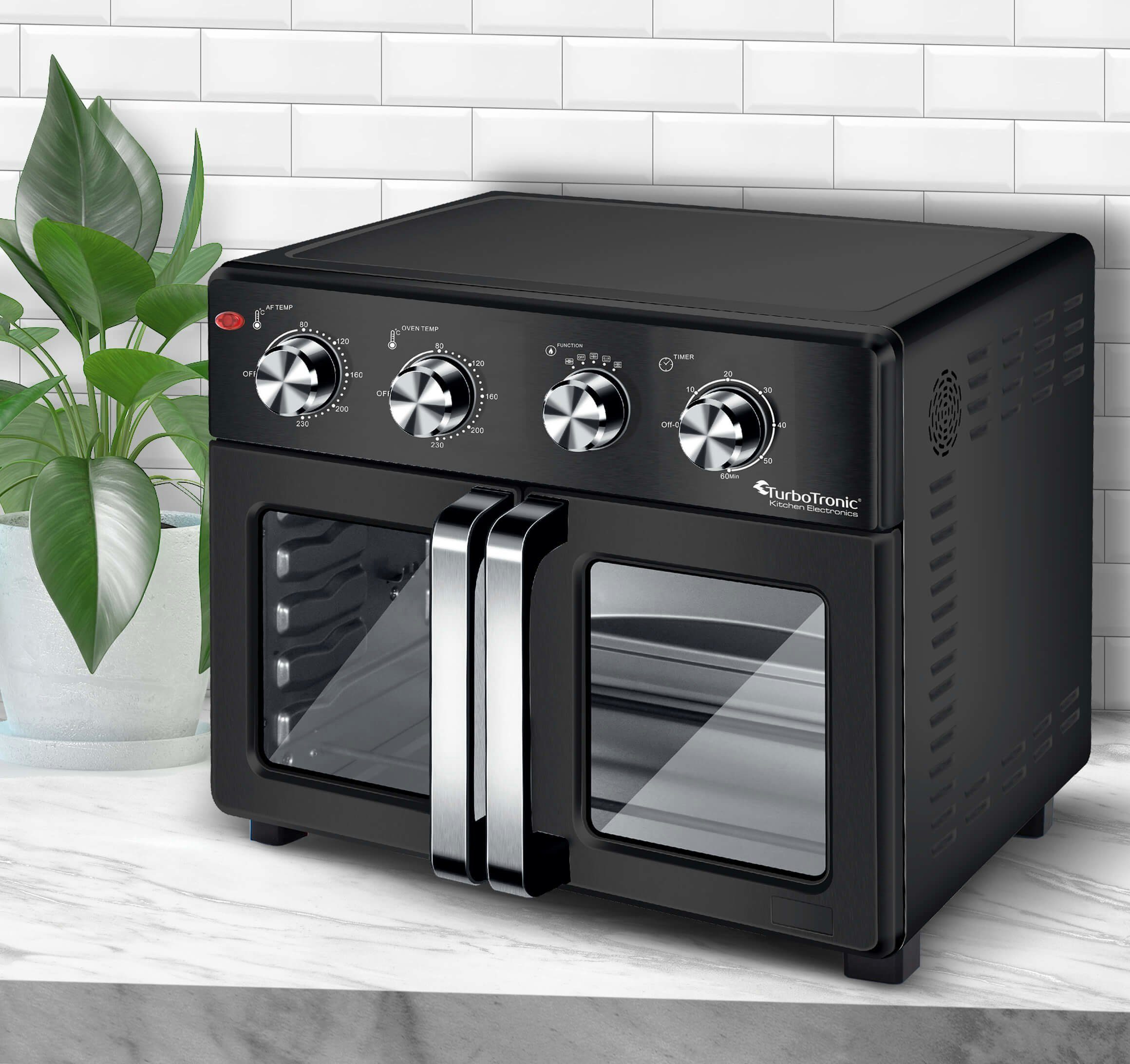 TurboTronic by Z-Line Minibackofen Digitaler Heißluftofen XXL, AF32MFD -32 Liter mit Drehspieß 4in1