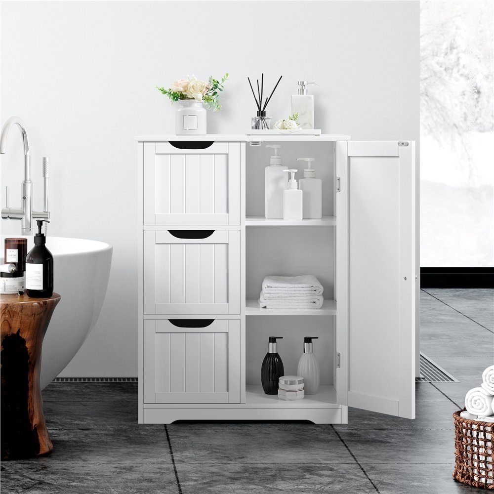 Yaheetech Badkommode, Badezimmerschrank Unterschrank mit 3 Schubladen & 1 Tür
