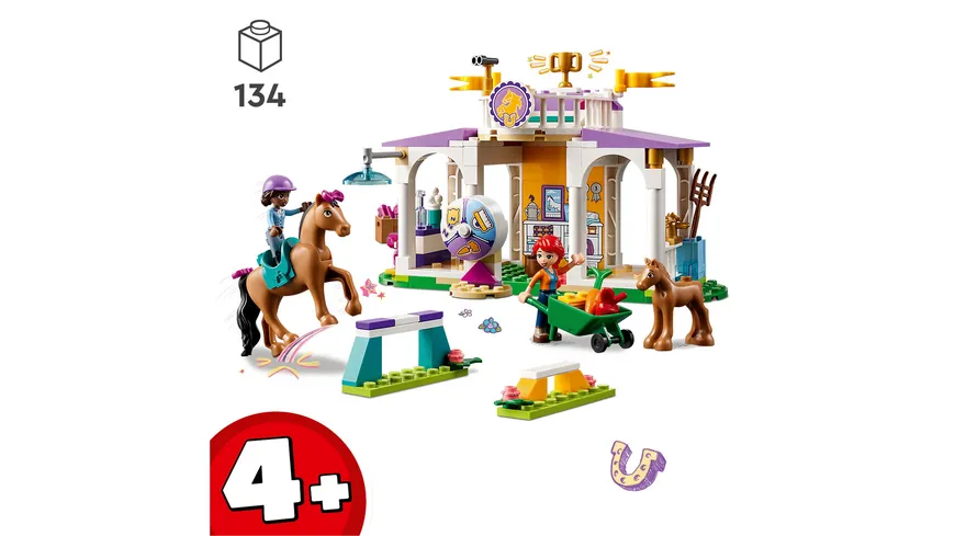 LEGO Friends 41746 Reitschule, Pferdespielzeug-Set mit Aliya und Mia