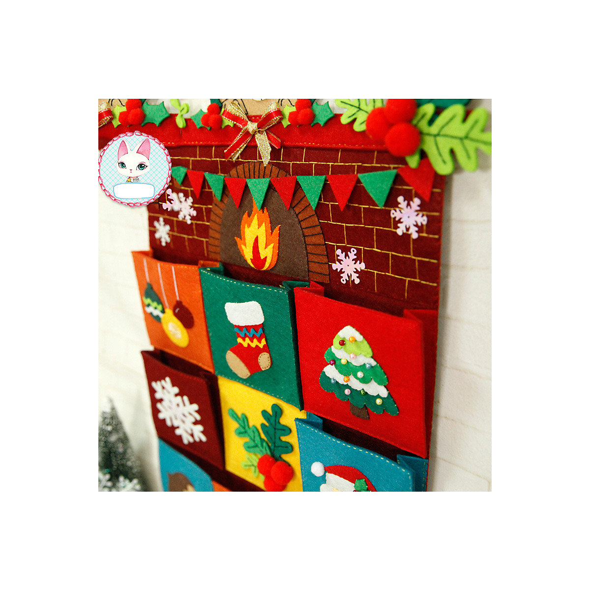 Tasche aus handgefertigtem Vliesstoff für Kinder zum Aufhängen Dekoration Weihnachtskamin-Aufbewahrungstasche DIY-Materialpaket