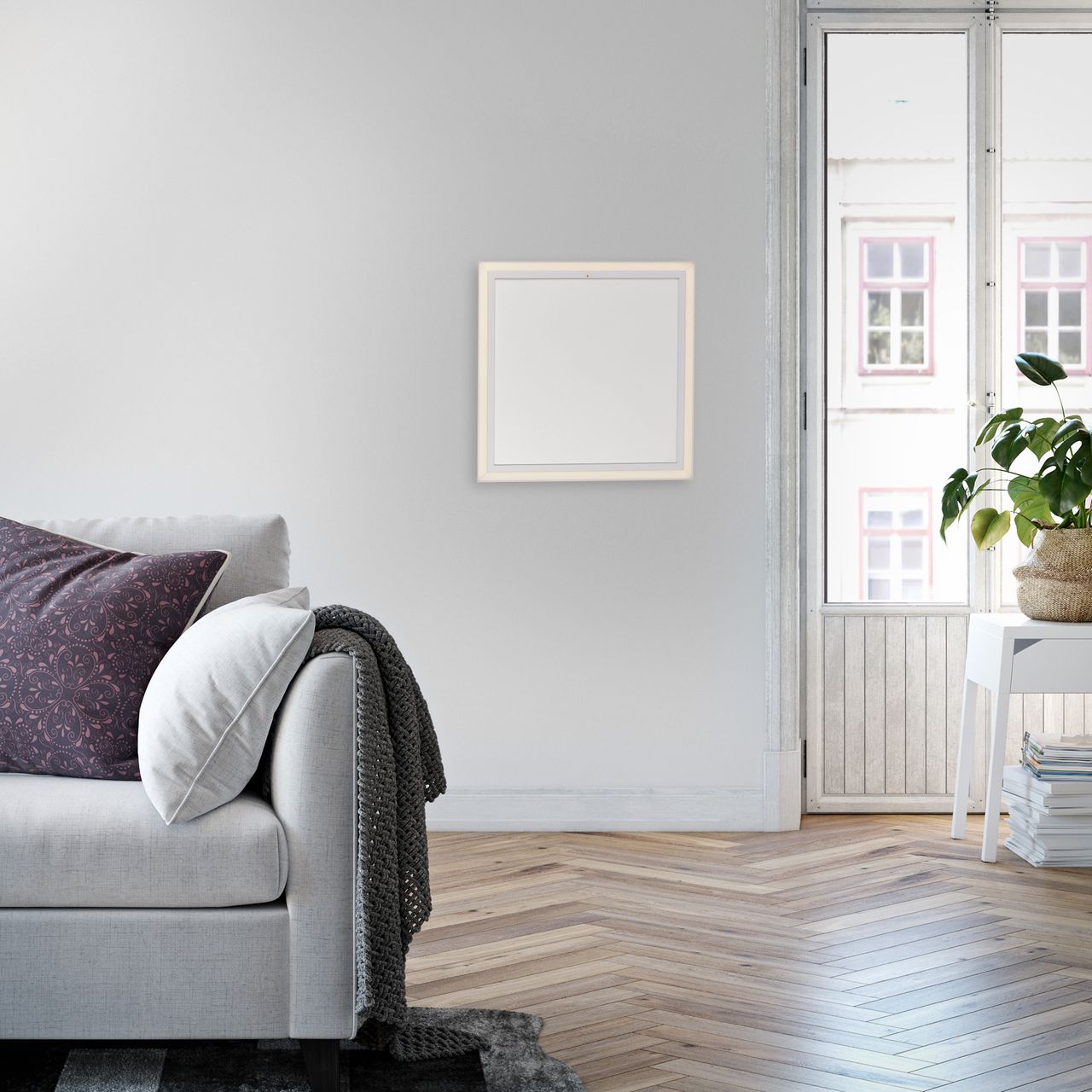 JUST LIGHT JUST LIGHT.  LED Deckenpanel mit IR-Heizung BEROA, 1xLED-Board/35W/2700-5000K, Weiss