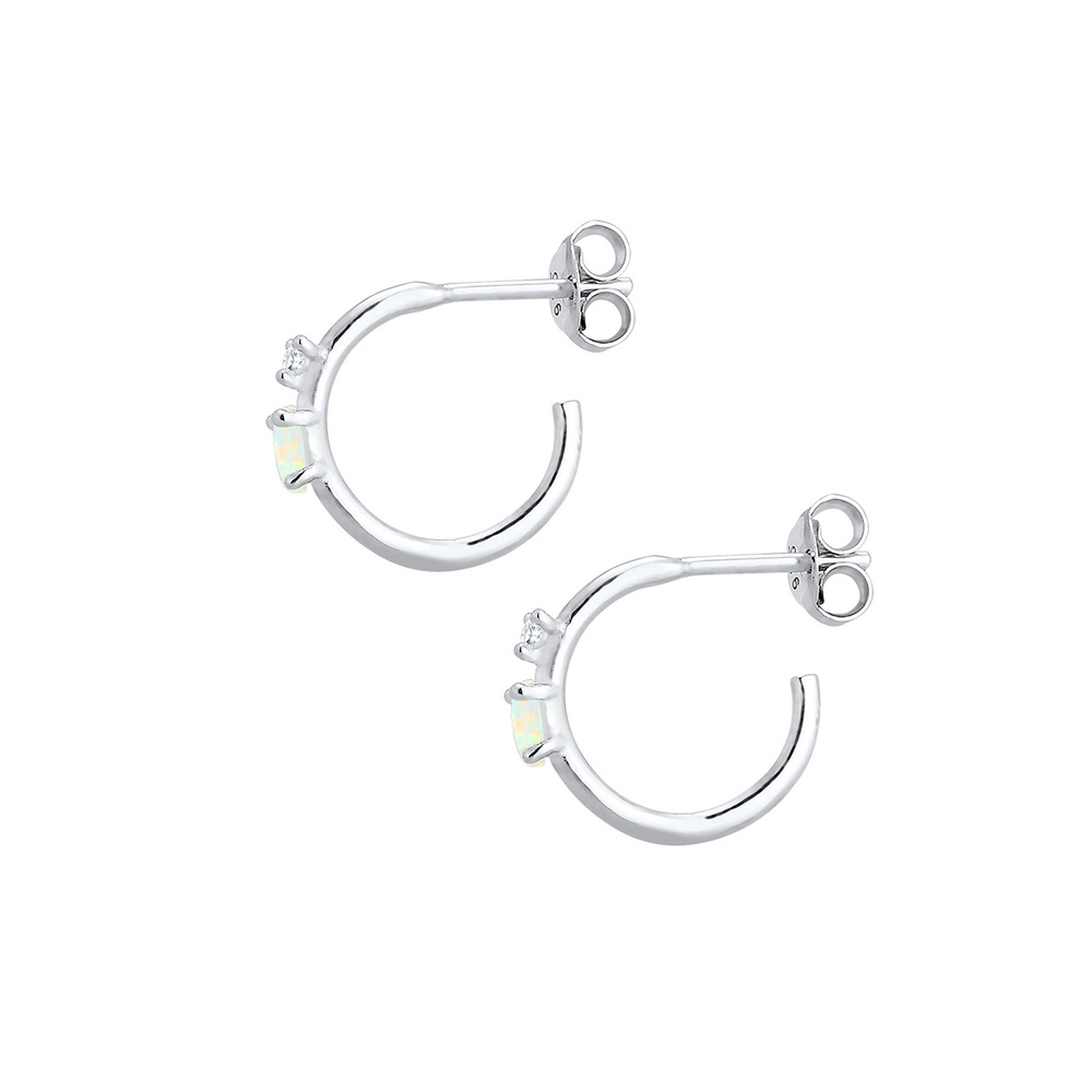 Elli Elli Boucles d'Oreilles Créoles Cristaux Zircone Opale Boucles d'oreilles Femme A Boucles d'oreilles