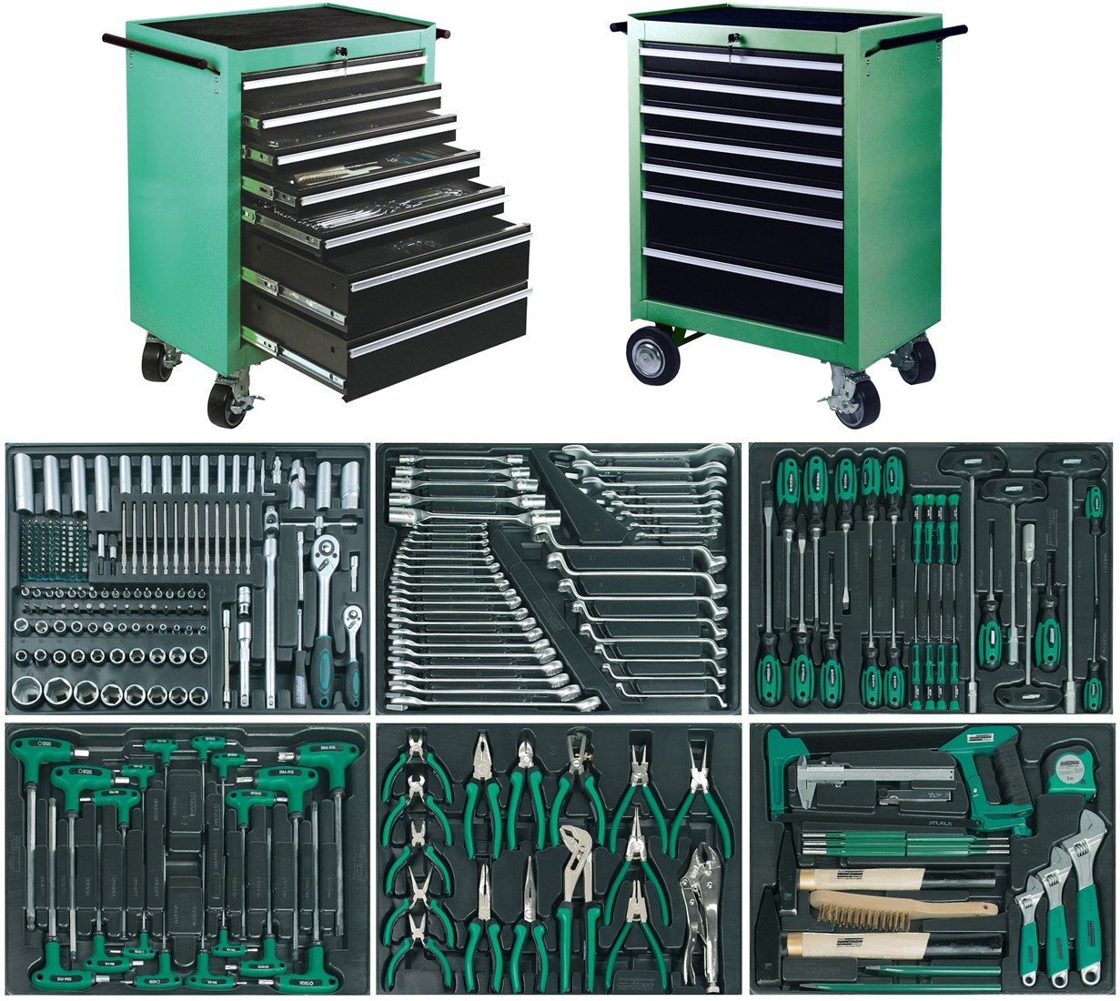 Brüder Mannesmann 28270 Chariot à outils 321 pièces Green Line