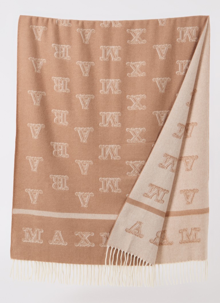 Eșarfă MaxMara Klause din cașmir tricotat fin cu logo imprimat, 180 x 70 cm