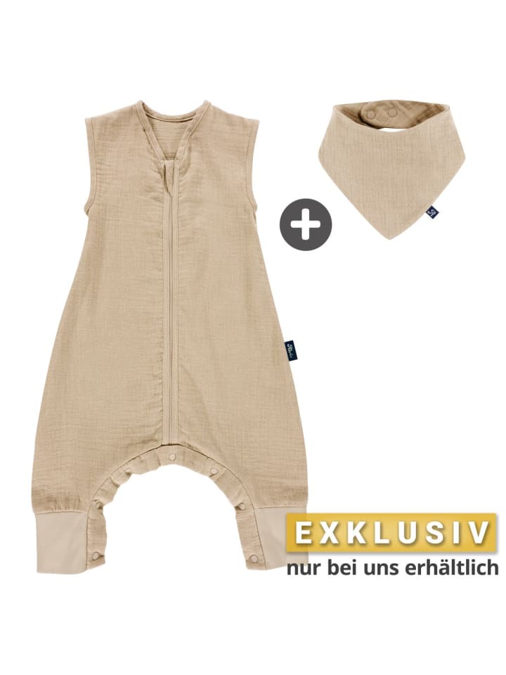 Alvi Sommer-Schlafsack mit Füßen Musselin / Sleep-Overall in beige günstig kaufen