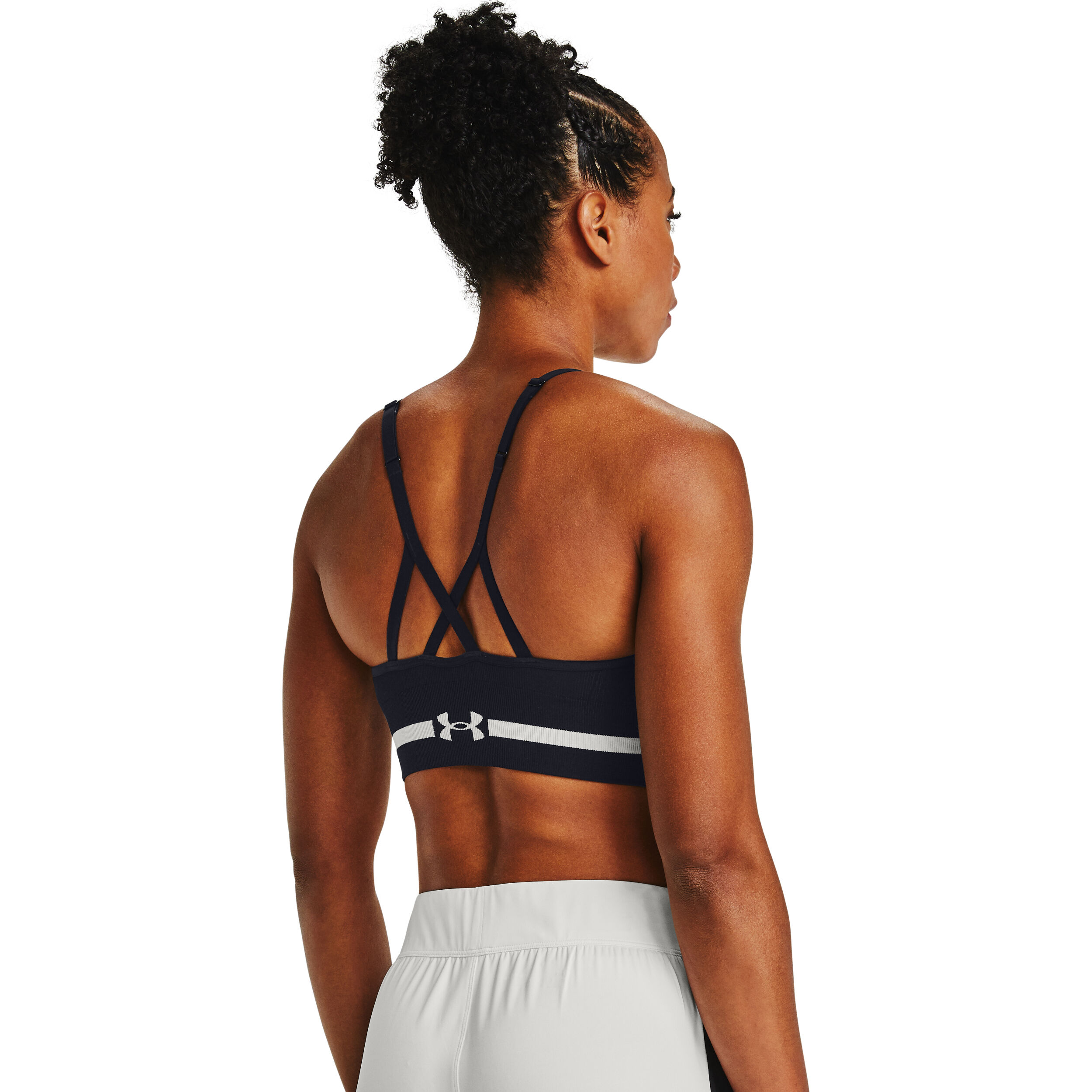 Seamless Low Long Sport-BH Damen - Schwarz, Hellgrau