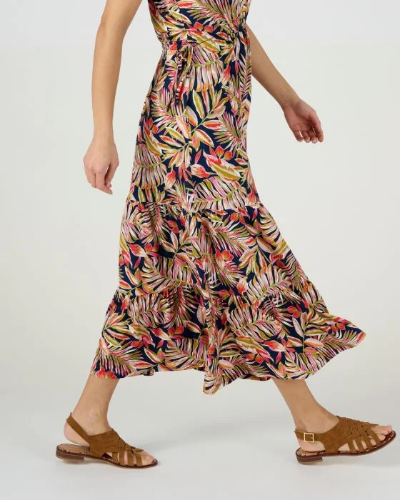 Robe longue maille à volants