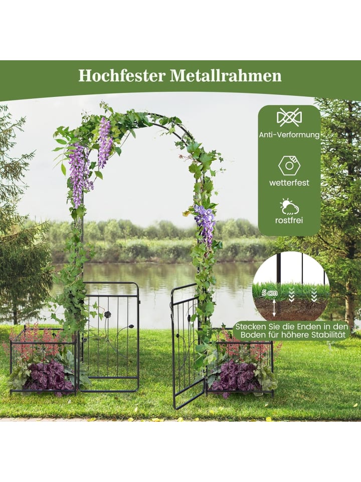 COSTWAY Rosenbogen mit Tür 202x50x220cm in Schwarz günstig kaufen onesize