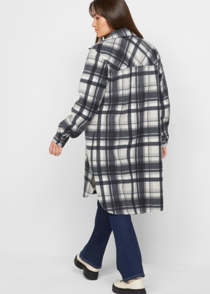 Kariertes Long-Shacket, gefüttert