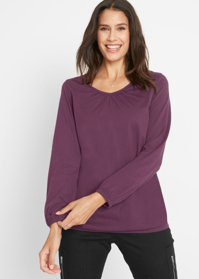 Baumwoll Langarmshirt mit Gummizug