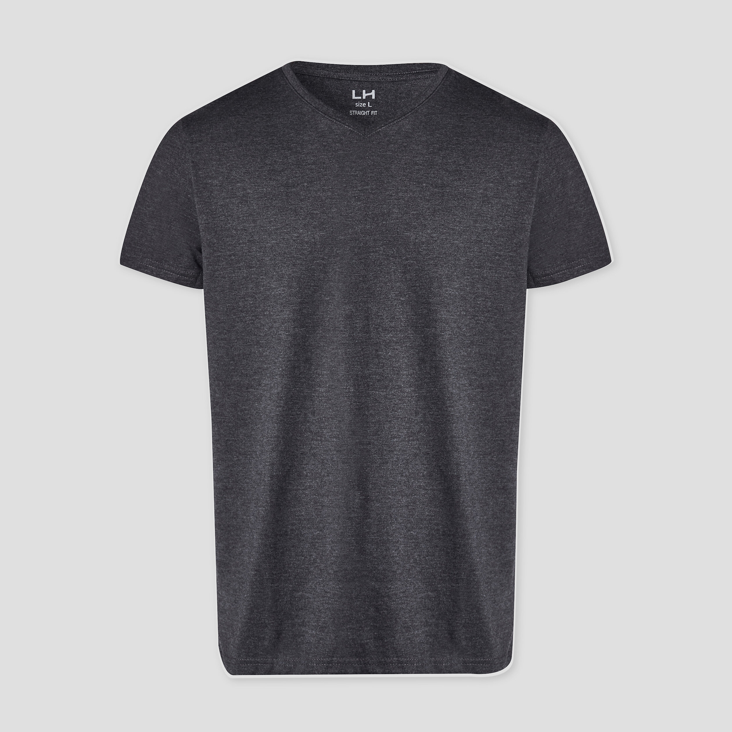 T-shirt droit col V gris foncé homme | La Halle