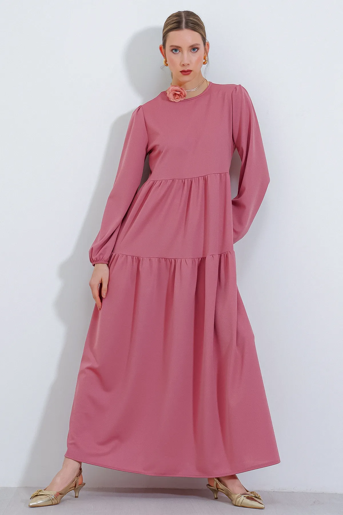 Bigdart  Langes gestricktes Hijab-Kleid für Damen in getrockneter Rose 2482