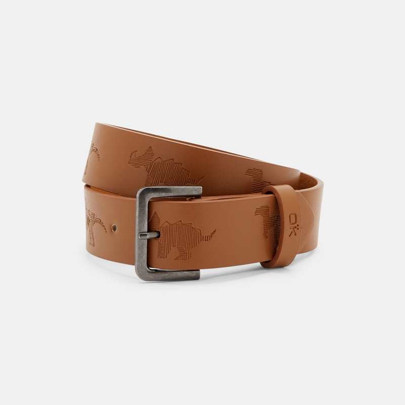 Ceinture en faux cuir à motifs marron garçon
