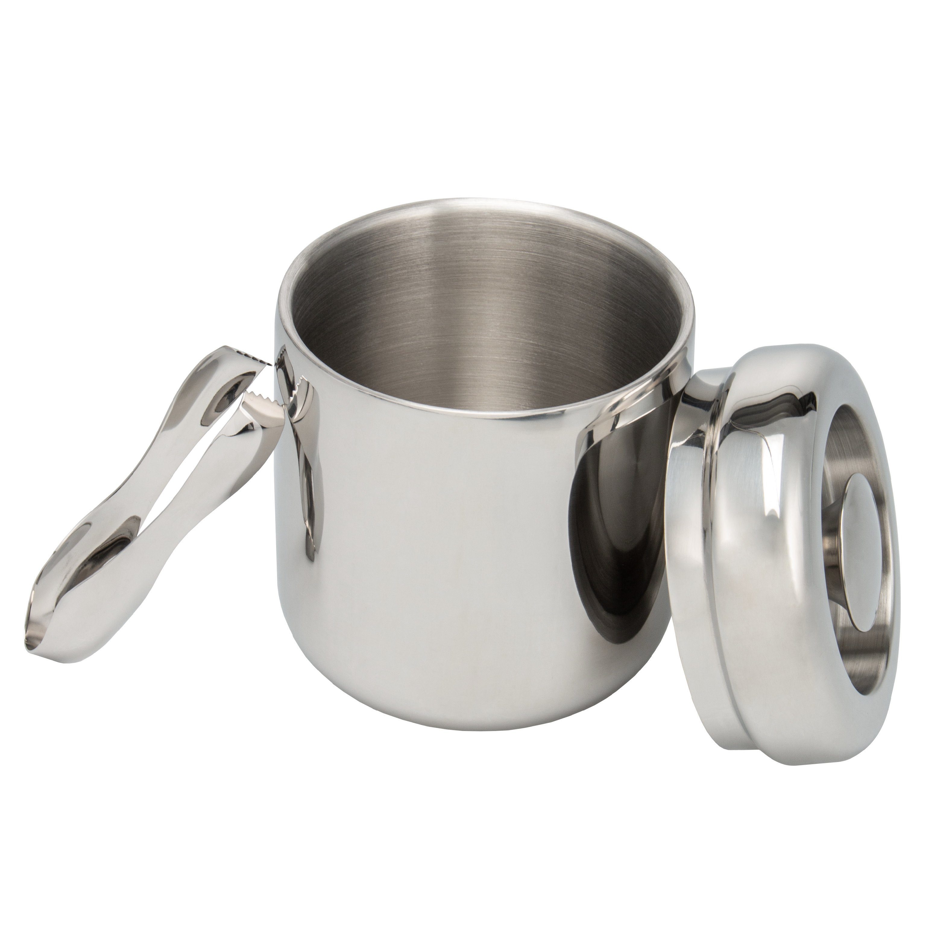 bremermann Eiswürfelbehälter bremermann Eiswürfelbehälter mit Zange, Edelstahl-Eiskübel mit Deckel, Edelstahl, (Komplett-Set), Fassungsvermögen 1,5 l