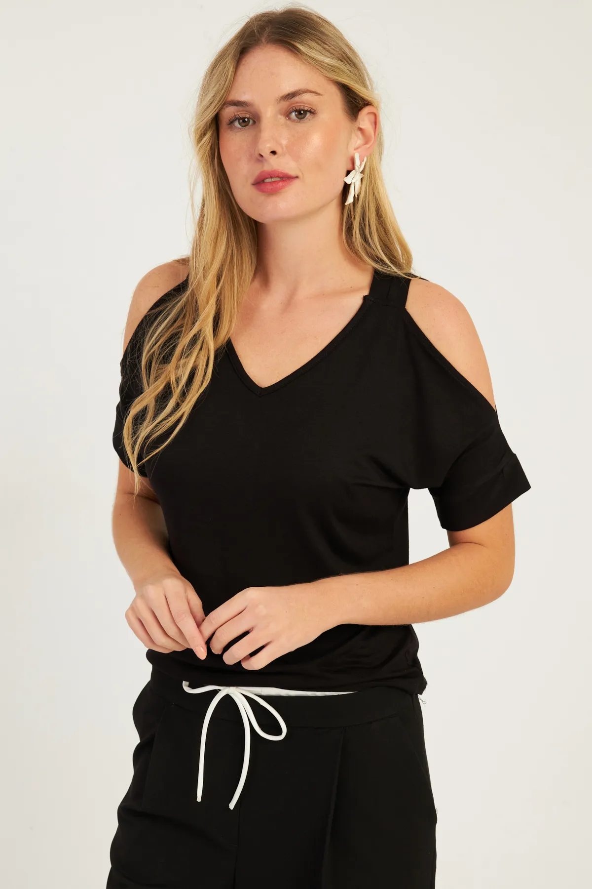 Cool & Sexy  Schwarze schulterfreie Damenbluse BR1329