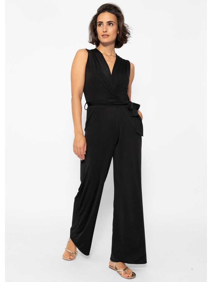 SASSYCLASSY Fließender Jersey Jumpsuit in Schwarz günstig kaufen S
