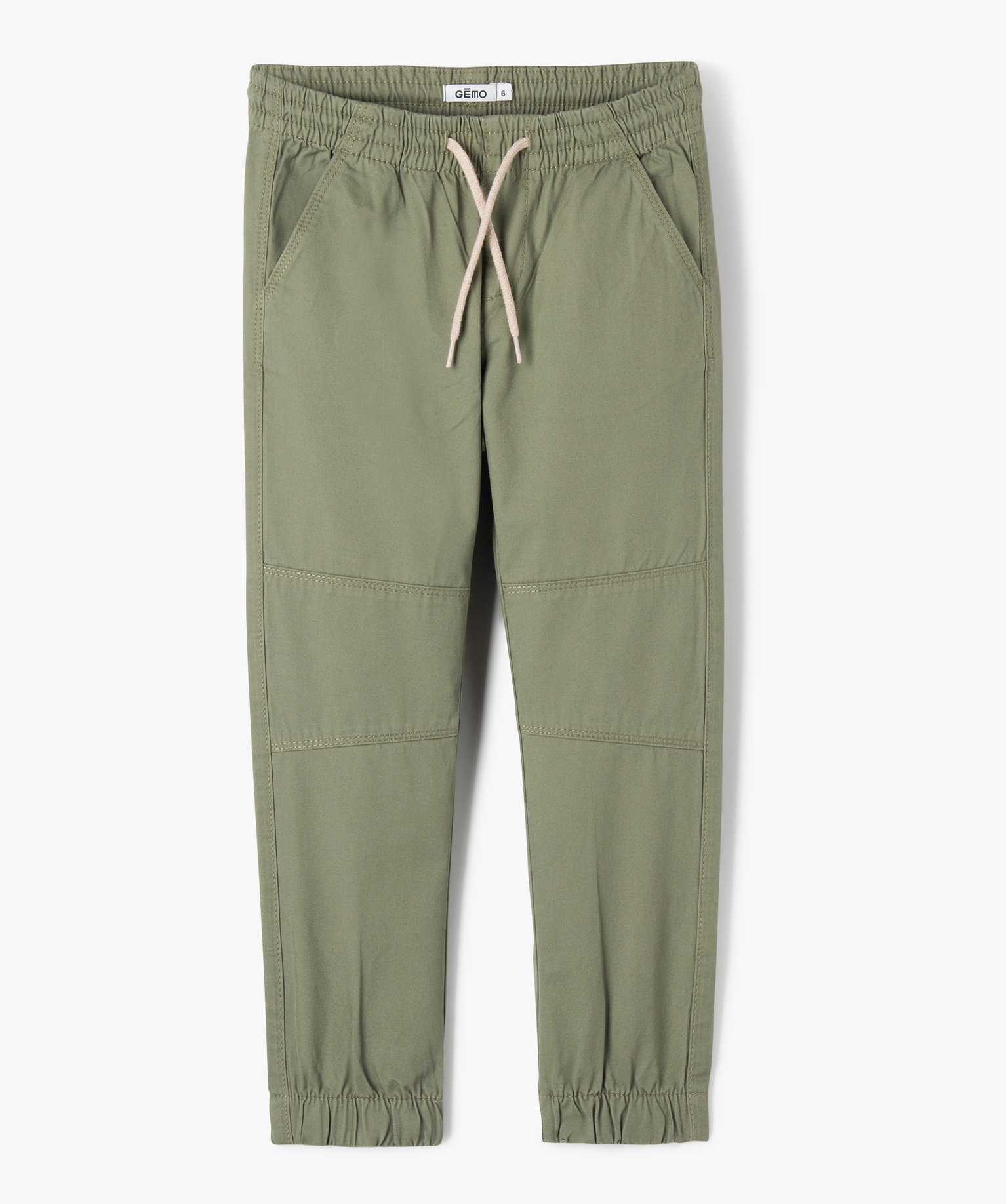 Pantalon resserré aux chevilles avec surpiqres sur les ge... kaki | GEMO