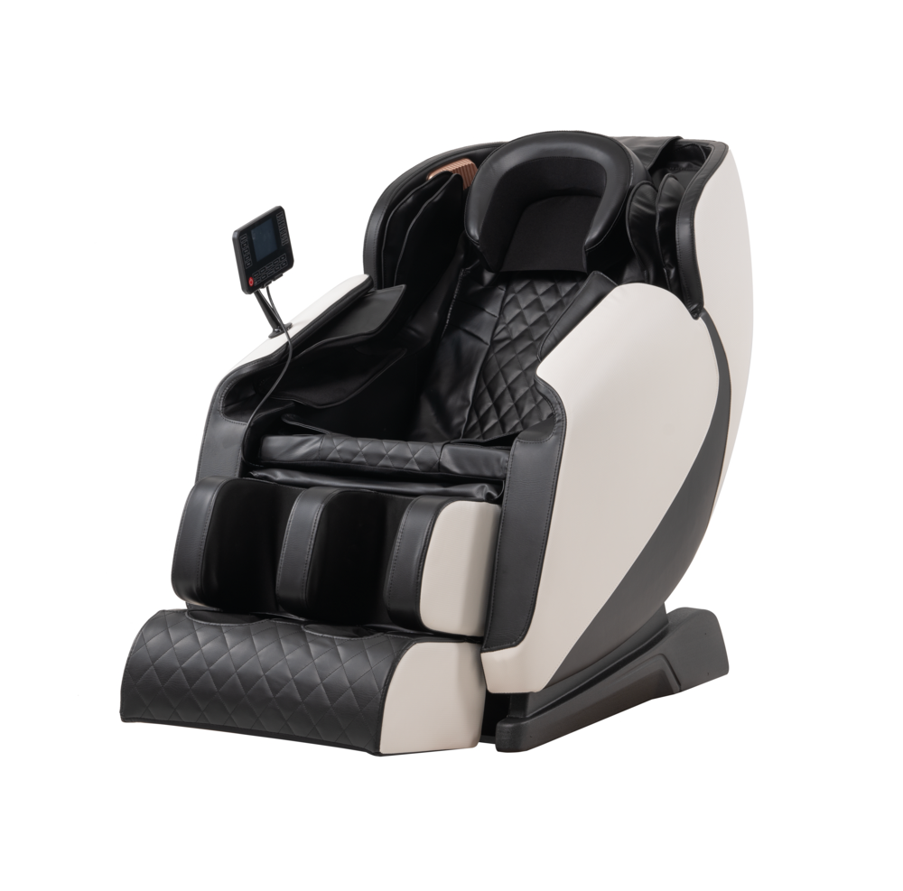 Happy Home Happy Home Elektrischer Massagesessel mit Kopfstütze, Armabdeckung & Airbag, Schwarz / Weiß