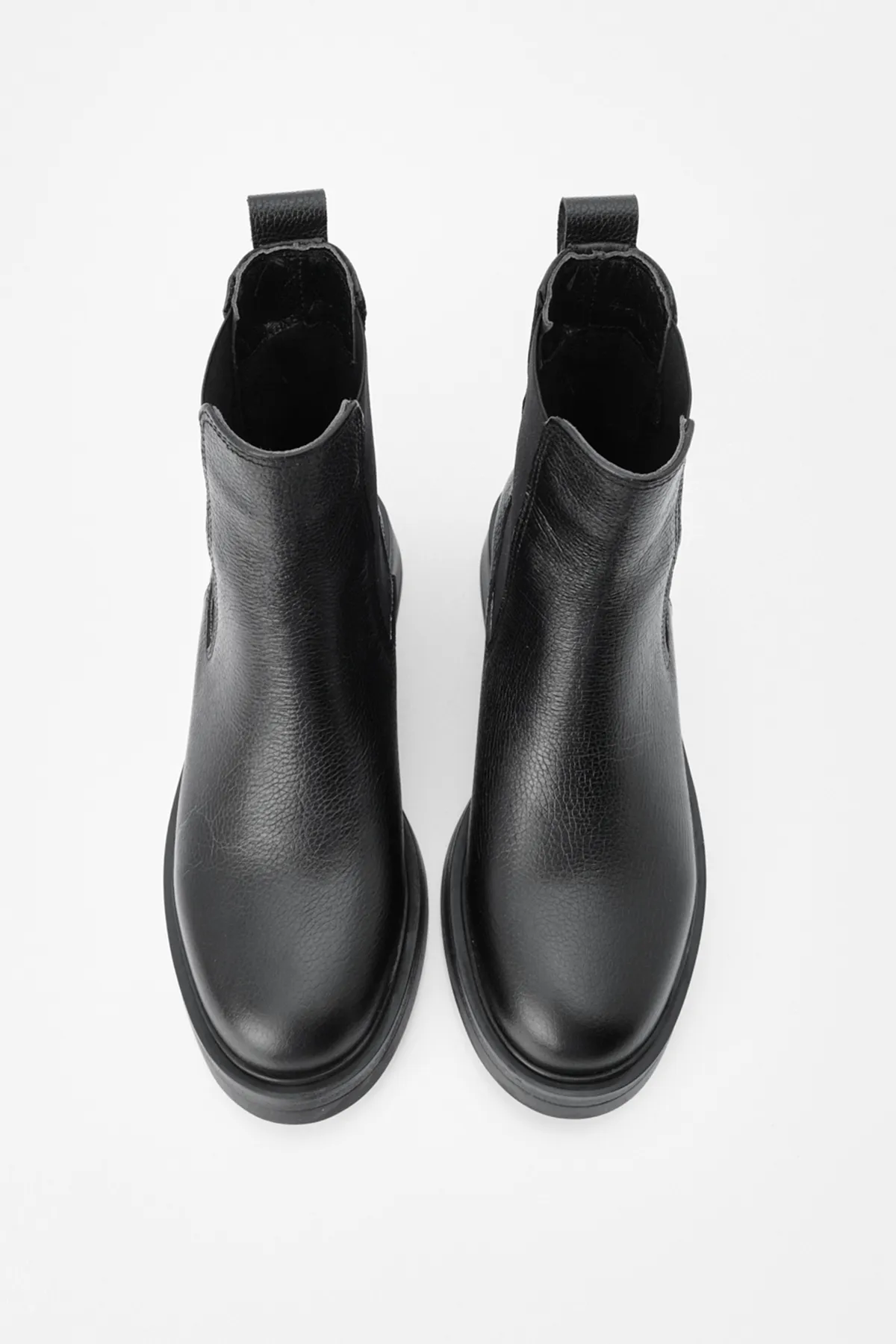 Marjin  Damen-Freizeitstiefel aus echtem Leder mit elastischen Seitenbändern Petira Schwarz