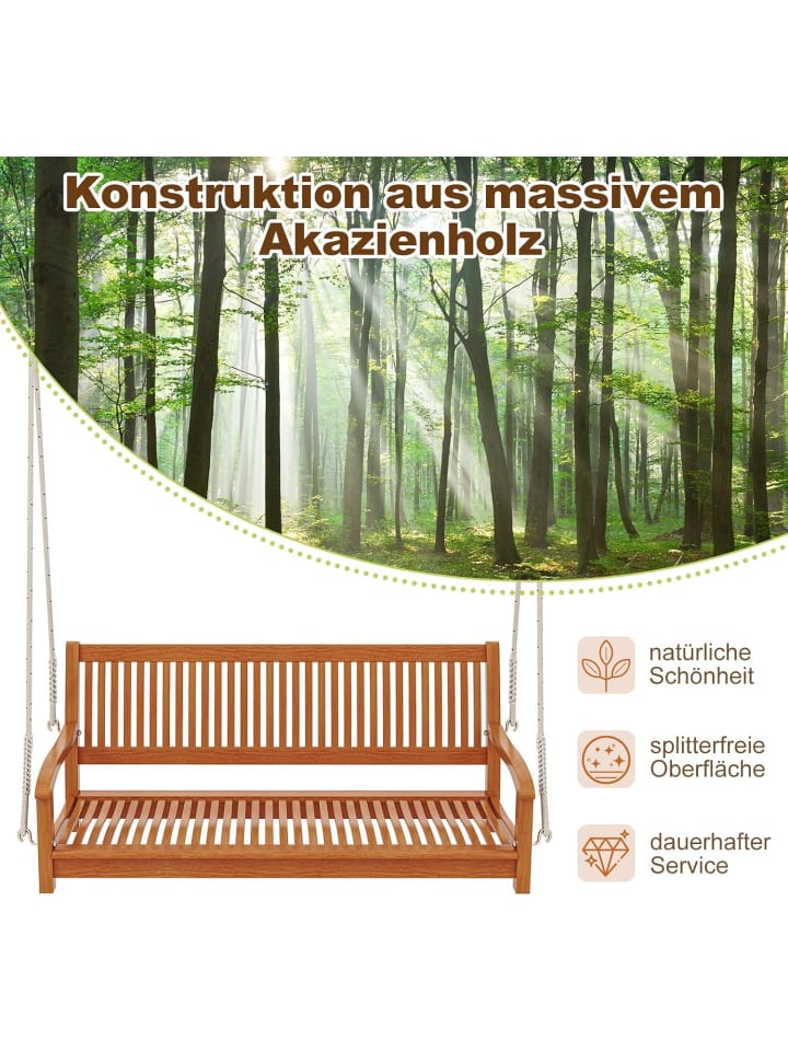 COSTWAY Schaukelbank 2-Sitzer 126 x 62 x 60 cm in Hellbraun günstig kaufen onesize