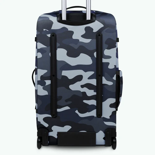 Large 2-wheel soft-sided suitcase with blue Bimini top