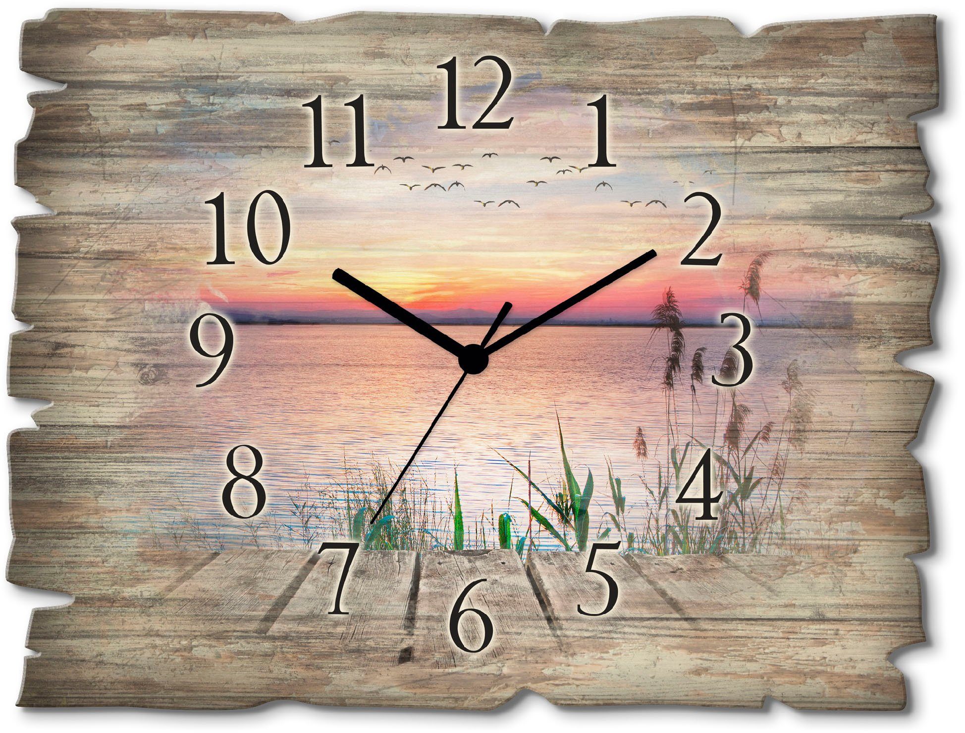 Artland Wanduhr Der See in den Farben der Wolken (wahlweise mit Quarz- oder Funkuhrwerk, lautlos ohne Tickgeräusche)