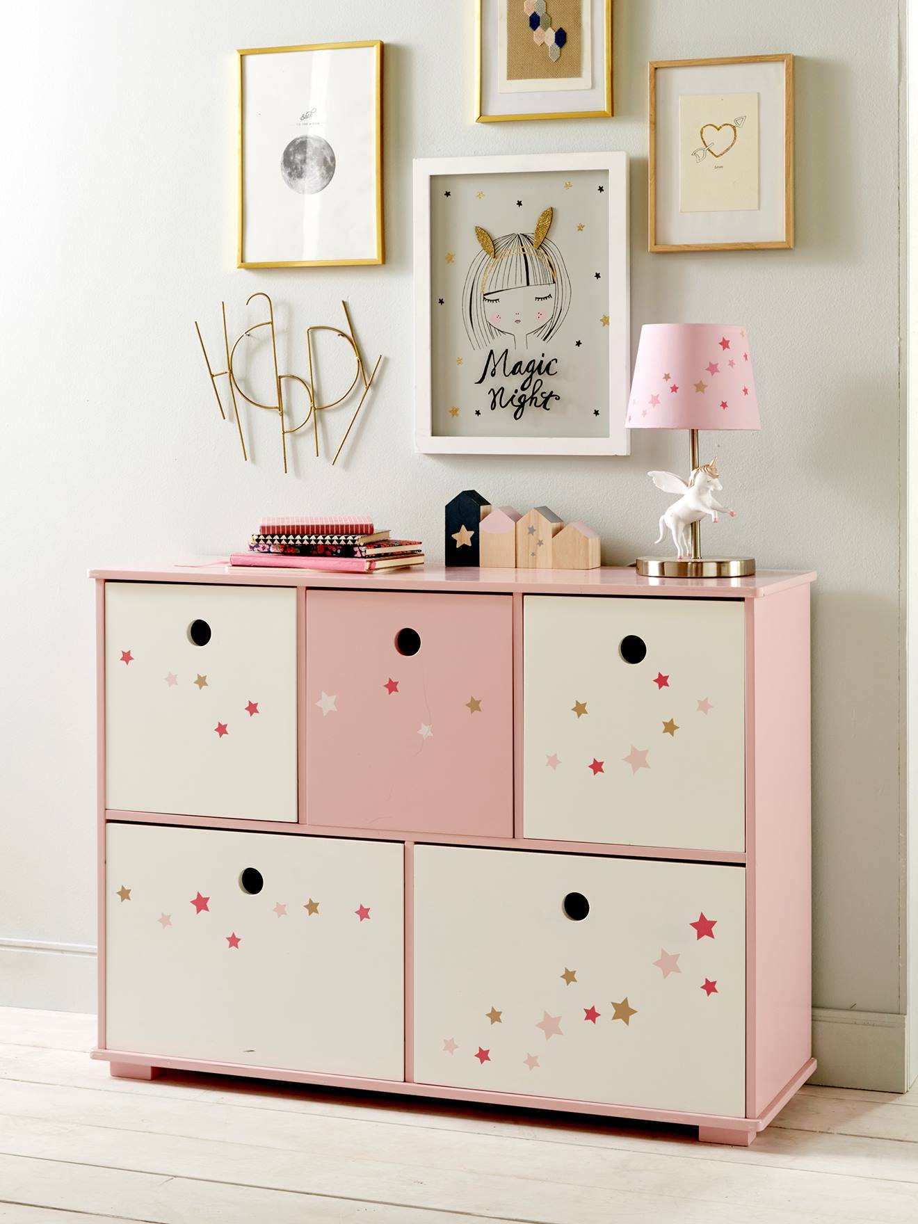 Vertbaudet Kinder Sideboard FEENZAUBER - rosa/sterne