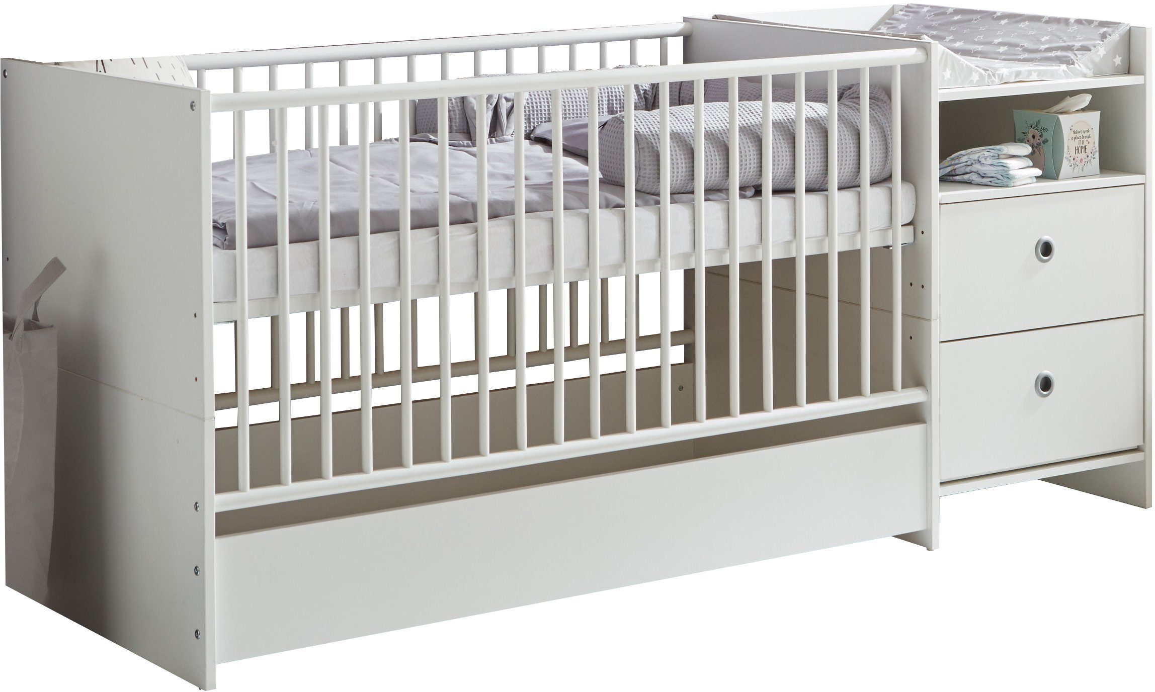 arthur berndt Babybett Elly, mit Wickelstation; Umbaubar zum Juniorbett, Spieltisch und Konsole