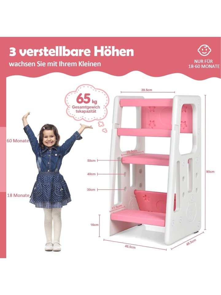 COSTWAY 2 Stufen Lernturm in Rosa günstig kaufen 90 cm