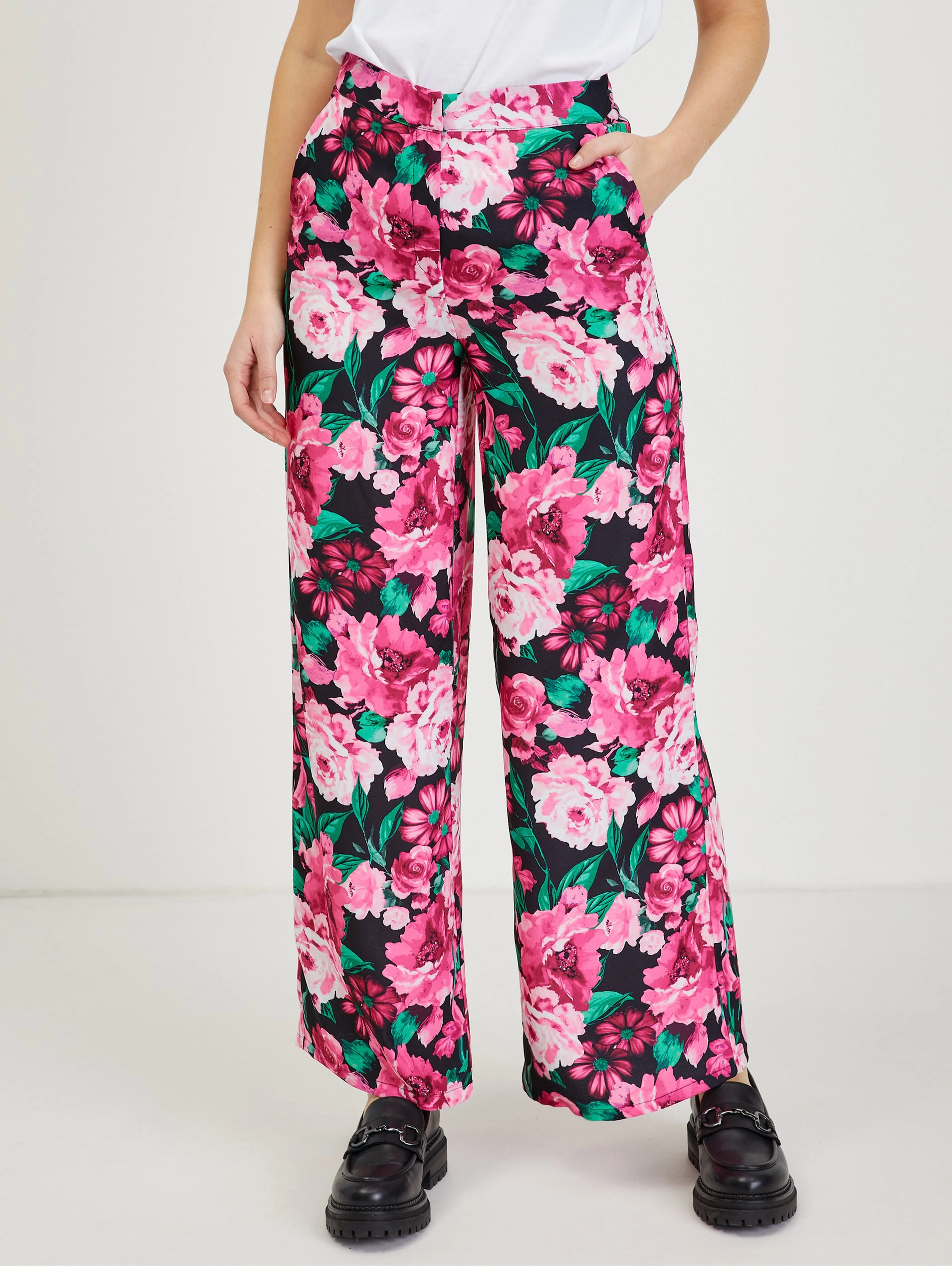 Rosafarbene Damen Blumenhose ORSAY