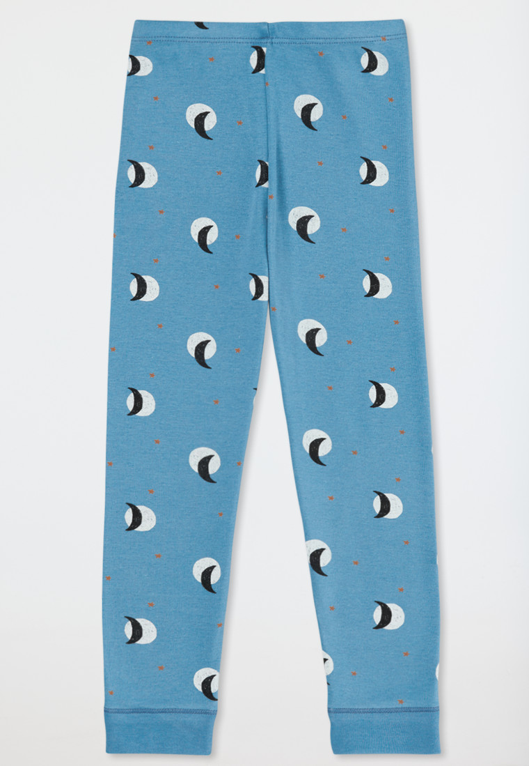 Schlafanzug lang Organic Cotton Bündchen Sterne Monde hellblau - Natural Love