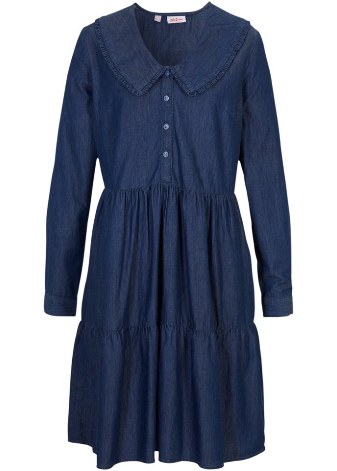 Jeans-Tunika-Kleid mit Kragen