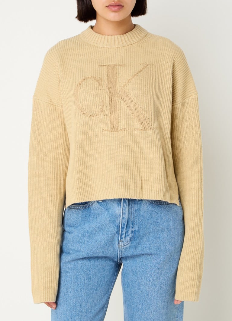 Pulover gros Calvin Klein cu logo țesut