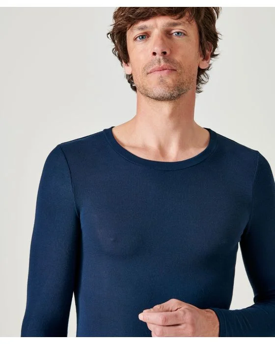T-shirt col rond fine côte Thermolactyl Sensitive, manches longues