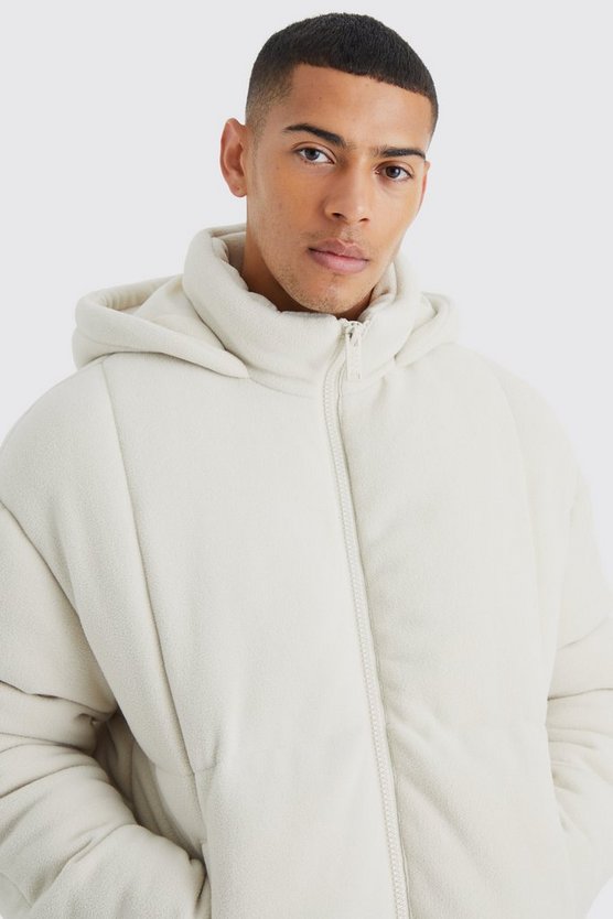 Fleece-Steppjacke mit Kapuze