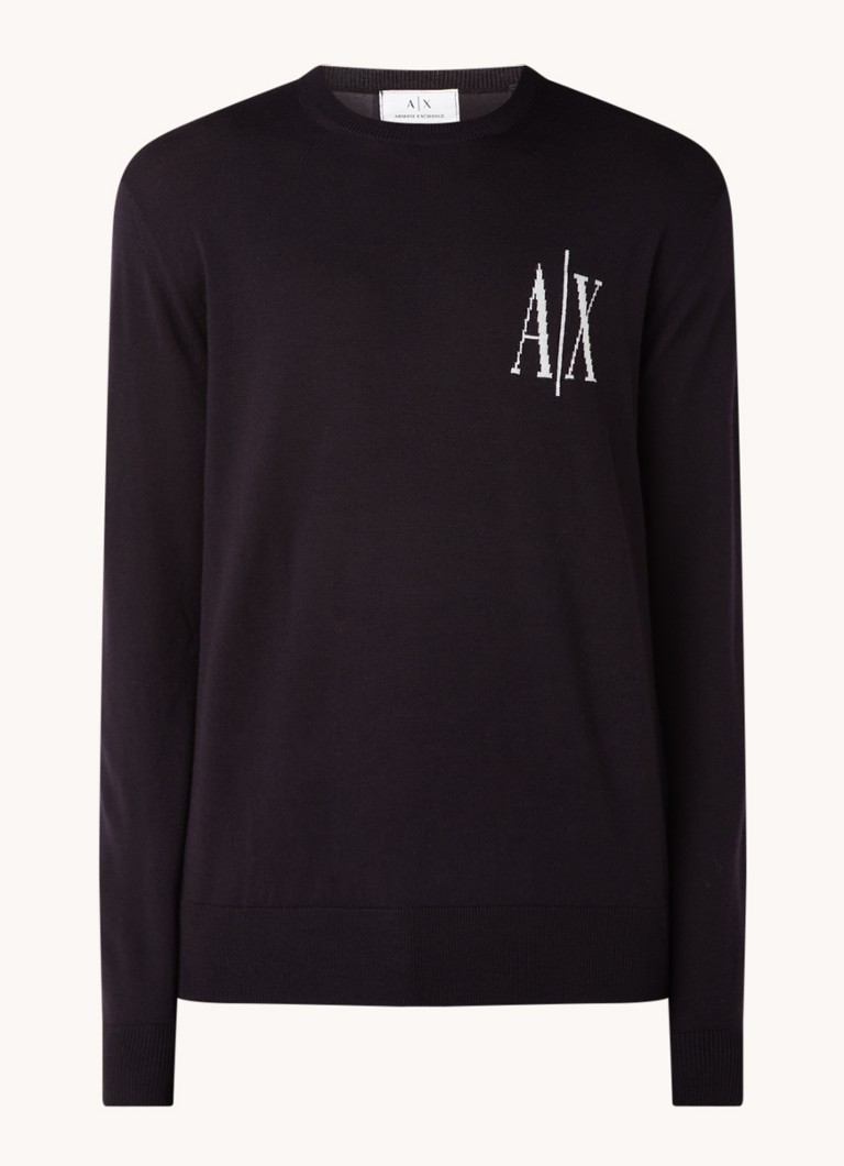 Armani Exchange Fine-knit virgin wool pullover with logo