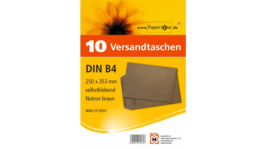 PAPERZONE Versandtasche B4 selbstklebend  braun