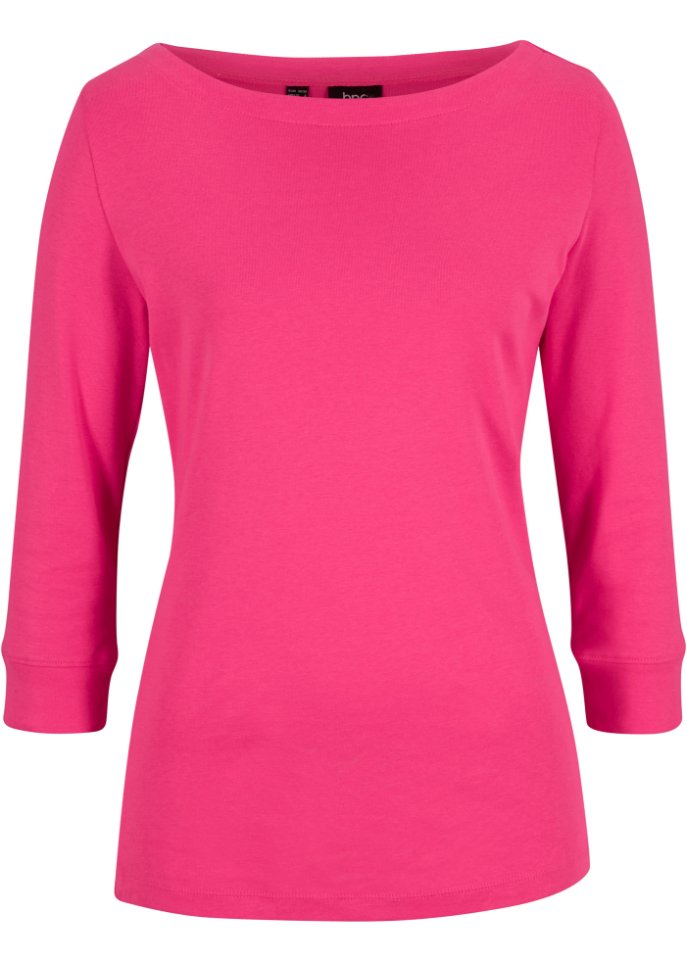 Stretch-Shirt mit U-Boot-Ausschnitt