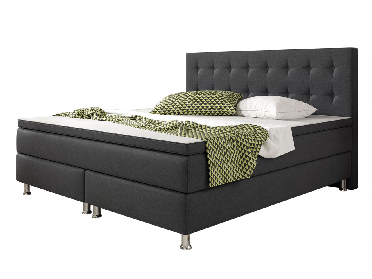 IHG Boxspringbett Köln 180x200 Webstoff Anthrazit