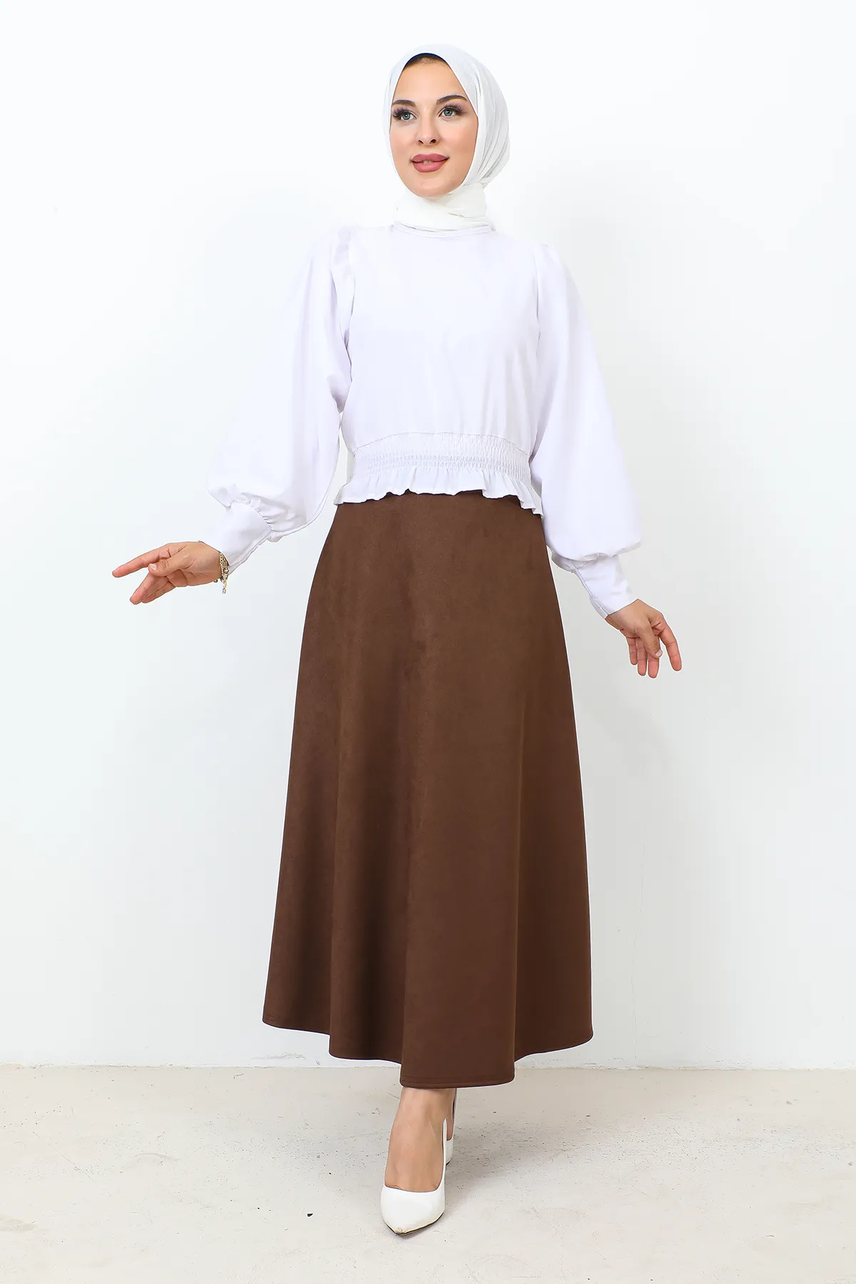 Tesettür Dünyası  Wildleder-Mevlana-Rock TSD0036 Braun