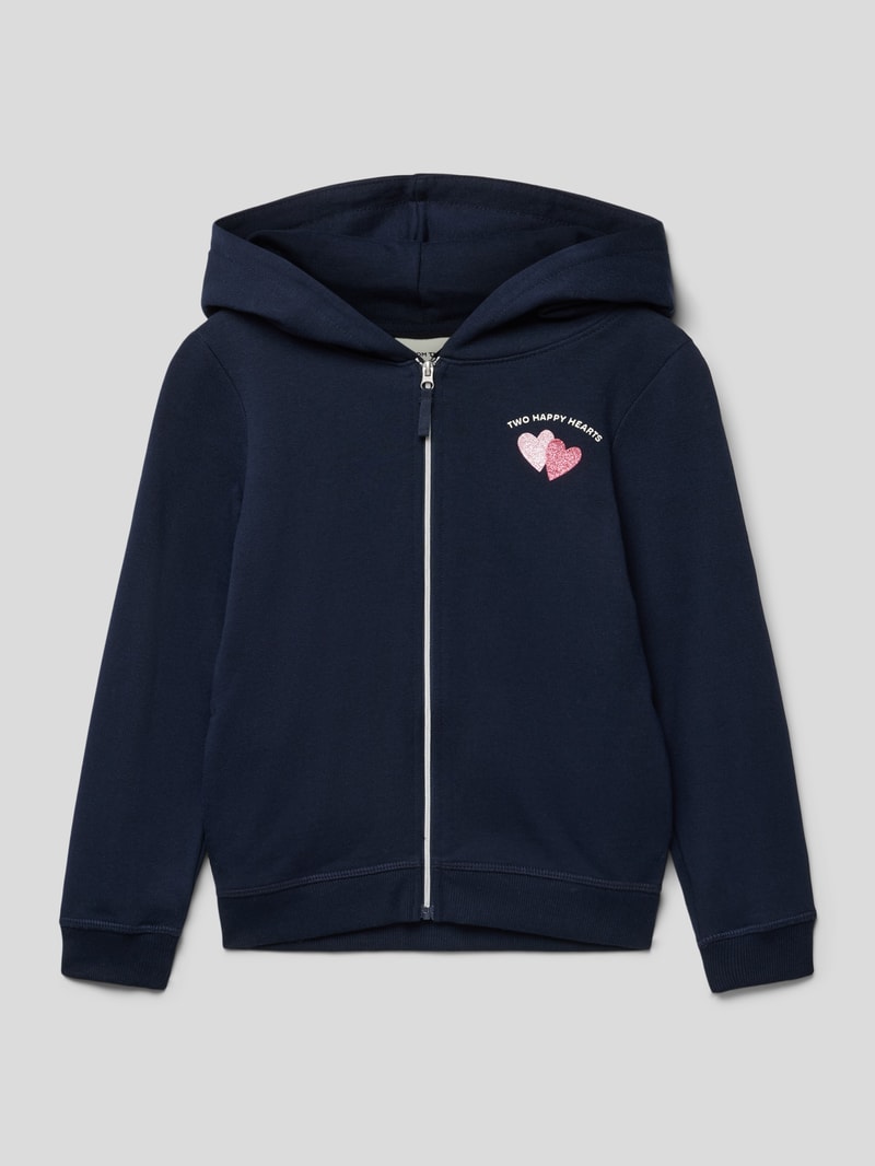 Sweatjacke mit Motiv-Print in marineblau