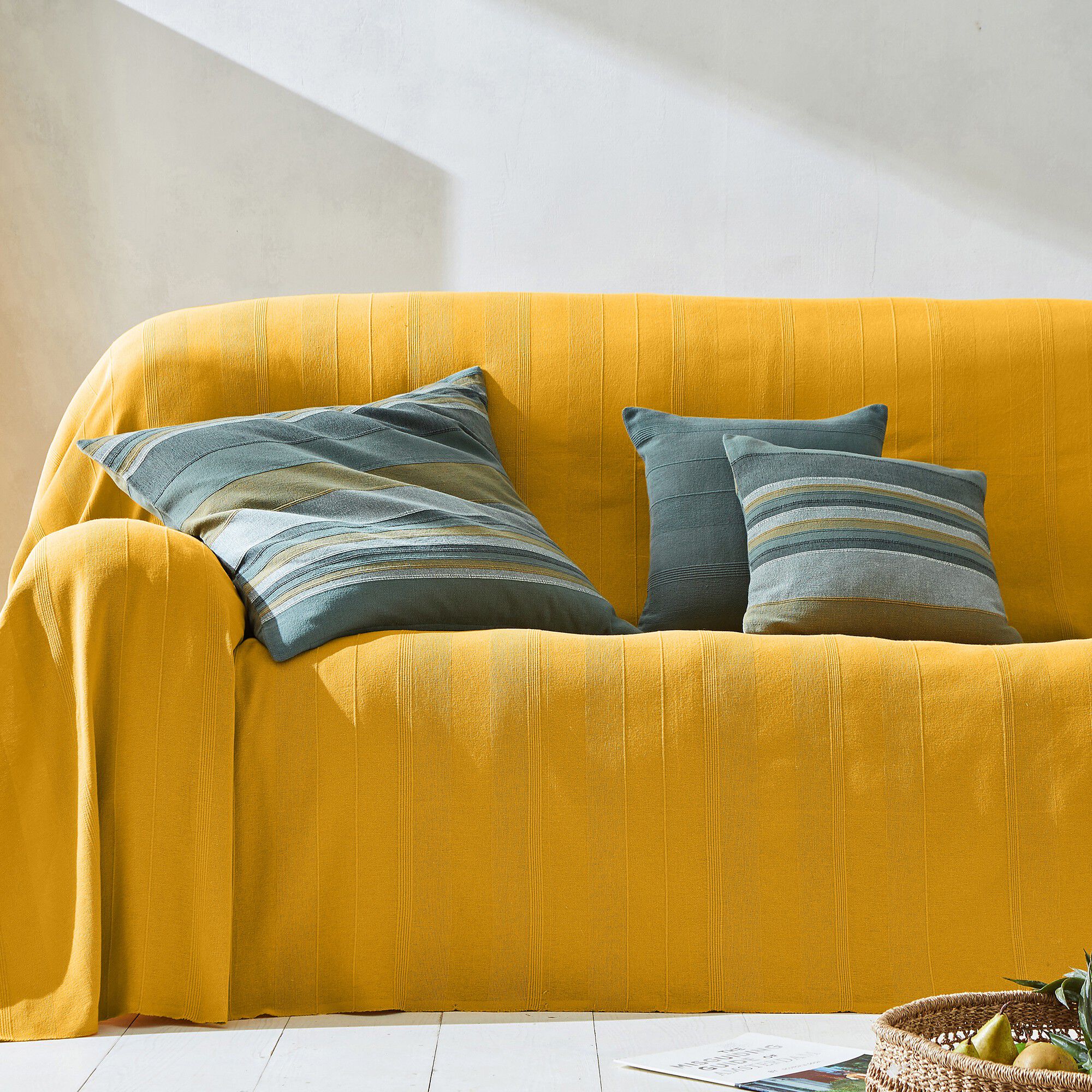 Housse coussin multicolore coton tissage artisanal